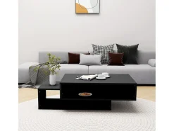 Mesa de centro de aglomerado negro 105x55x32 cm