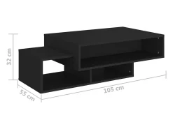 Mesa de centro de aglomerado negro 105x55x32 cm