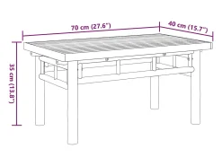 Mesa de centro de bambú 70x40x35 cm