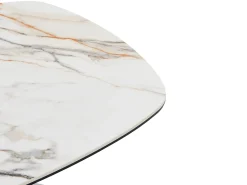 Mesa de centro de cristal templado, cerámica y metal - Efecto mármol blanco - DERIYA