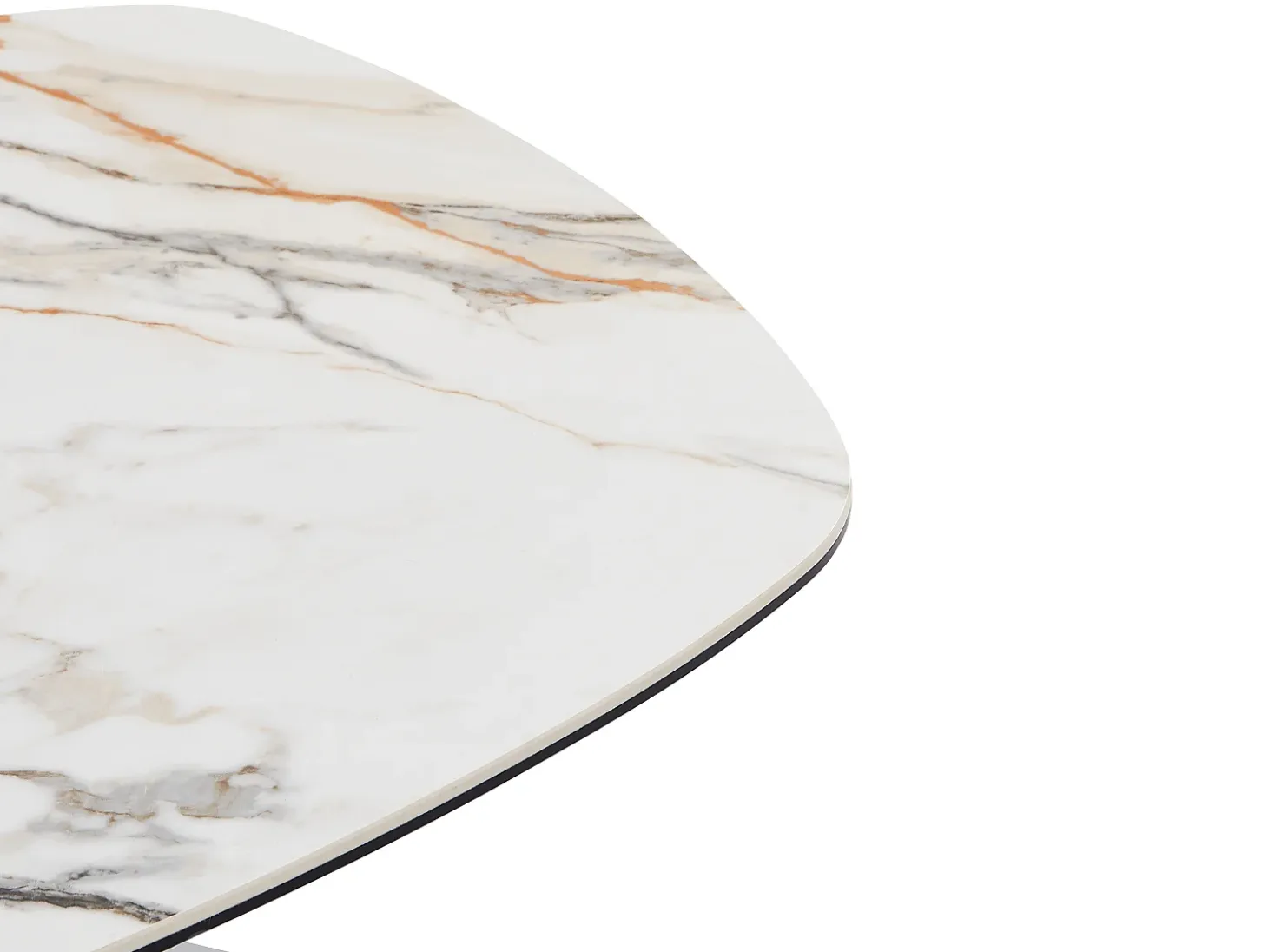 Mesa de centro de cristal templado, cerámica y metal - Efecto mármol blanco - DERIYA