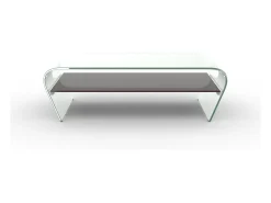 Mesa de centro de cristal curvado repisa negra lacada KELLY