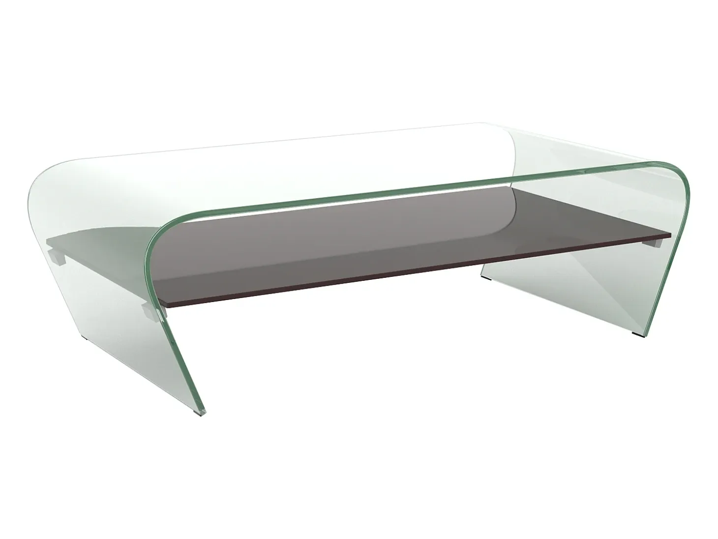 Mesa de centro de cristal curvado repisa negra lacada KELLY