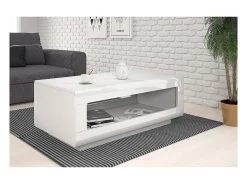 Mesa de centro de diseño colección BREDA en blanco brillante. Mueble ideal para su sala de estar.