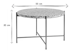 Mesa de centro de diseño redonda en terrazo y metal dorado 55 cm diám. MEZZO