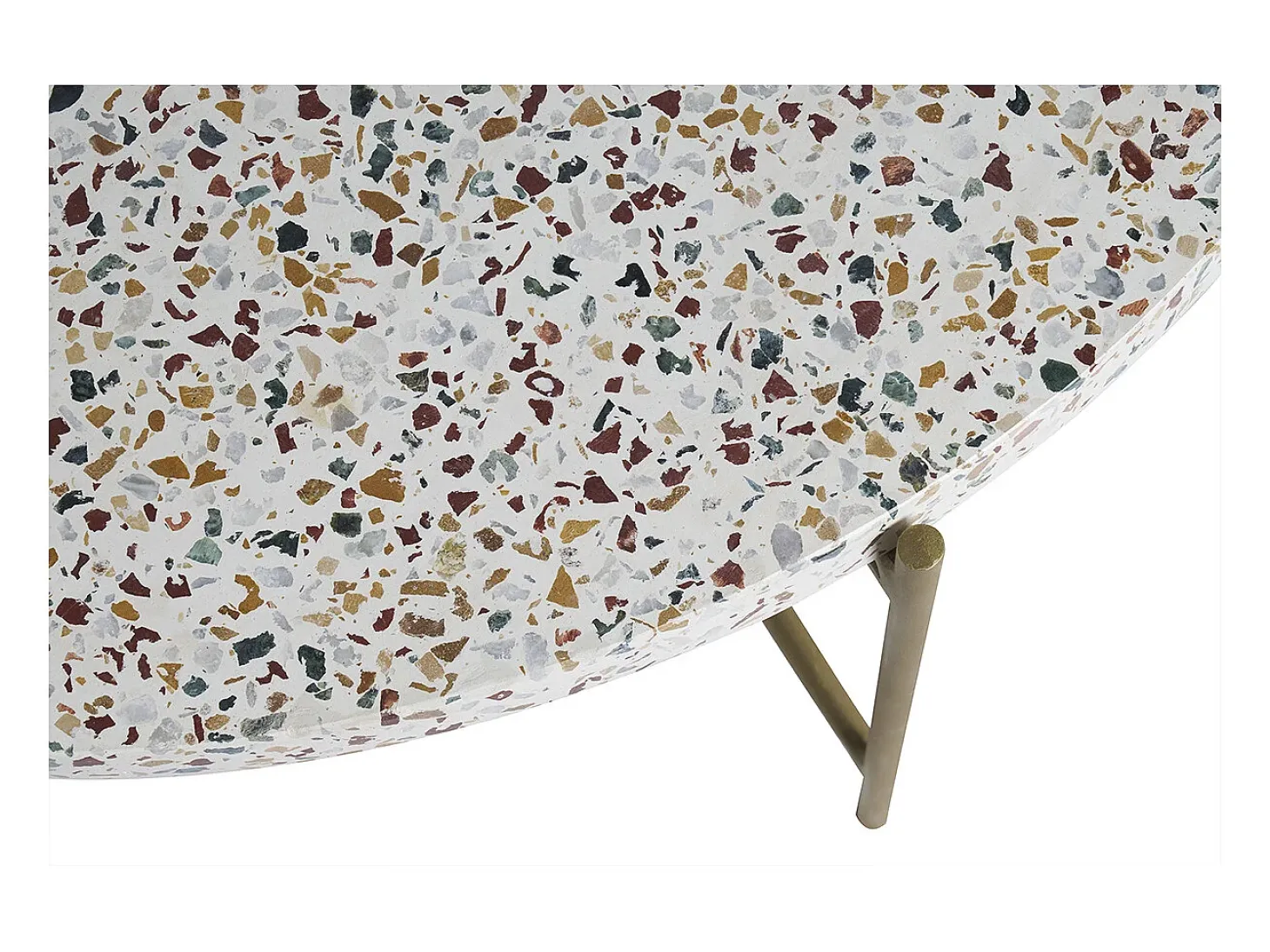 Mesa de centro de diseño redonda en terrazo y metal dorado 55 cm diám. MEZZO