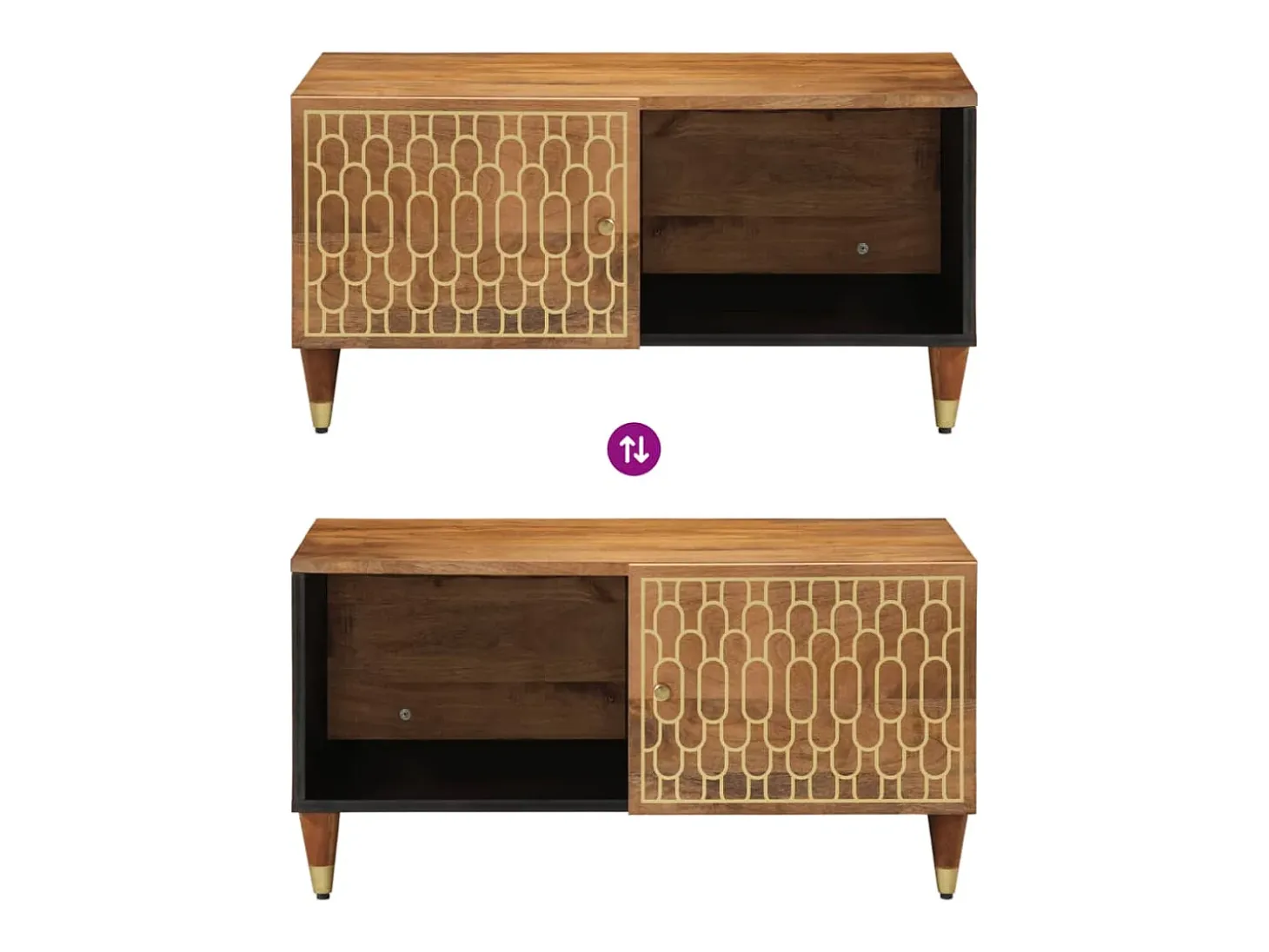 Mesa de centro de madera maciza de mango 80x50x40 cm