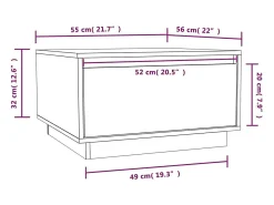Mesa de centro de madera maciza de pino negro 55x56x32 cm