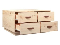 Mesa de centro de madera maciza de pino 80x80x45 cm