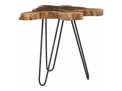 Mesa de centro de madera maciza de teca y polirresina 70x45 cm