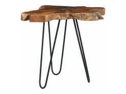 Mesa de centro de madera maciza de teca y polirresina 70x45 cm