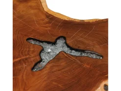 Mesa de centro de madera maciza de teca y polirresina 70x45 cm