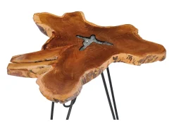 Mesa de centro de madera maciza de teca y polirresina 70x45 cm