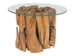 Mesa de centro de madera flotante de teca maciza 60 cm