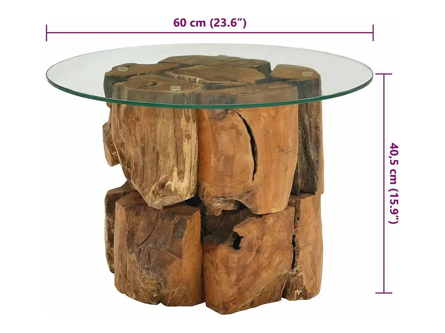 Mesa de centro de madera flotante de teca maciza 60 cm