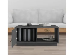 Mesa de centro de madera maciza de pino gris 80x50x35,5 cm
