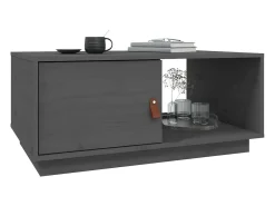 Mesa de centro de madera maciza de pino gris 80x50x35,5 cm