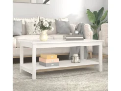 Mesa de centro de madera maciza de pino blanco 110x55x45 cm