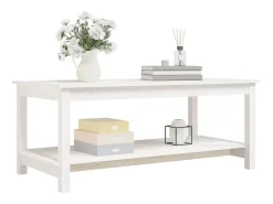 Mesa de centro de madera maciza de pino blanco 110x55x45 cm