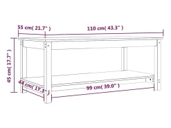 Mesa de centro de madera maciza de pino blanco 110x55x45 cm