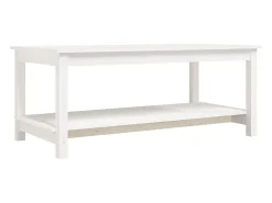 Mesa de centro de madera maciza de pino blanco 110x55x45 cm