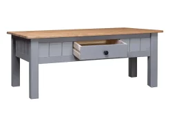 Mesa de centro de madera de pino estilo Panamá gris 100x60x45cm