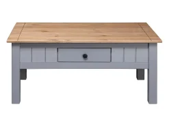 Mesa de centro de madera de pino estilo Panamá gris 100x60x45cm