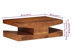 Mesa de centro de madera maciza 90x60x30 cm acacia