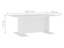 Mesa de centro de madera contrachapada blanco 103,5x60x40 cm