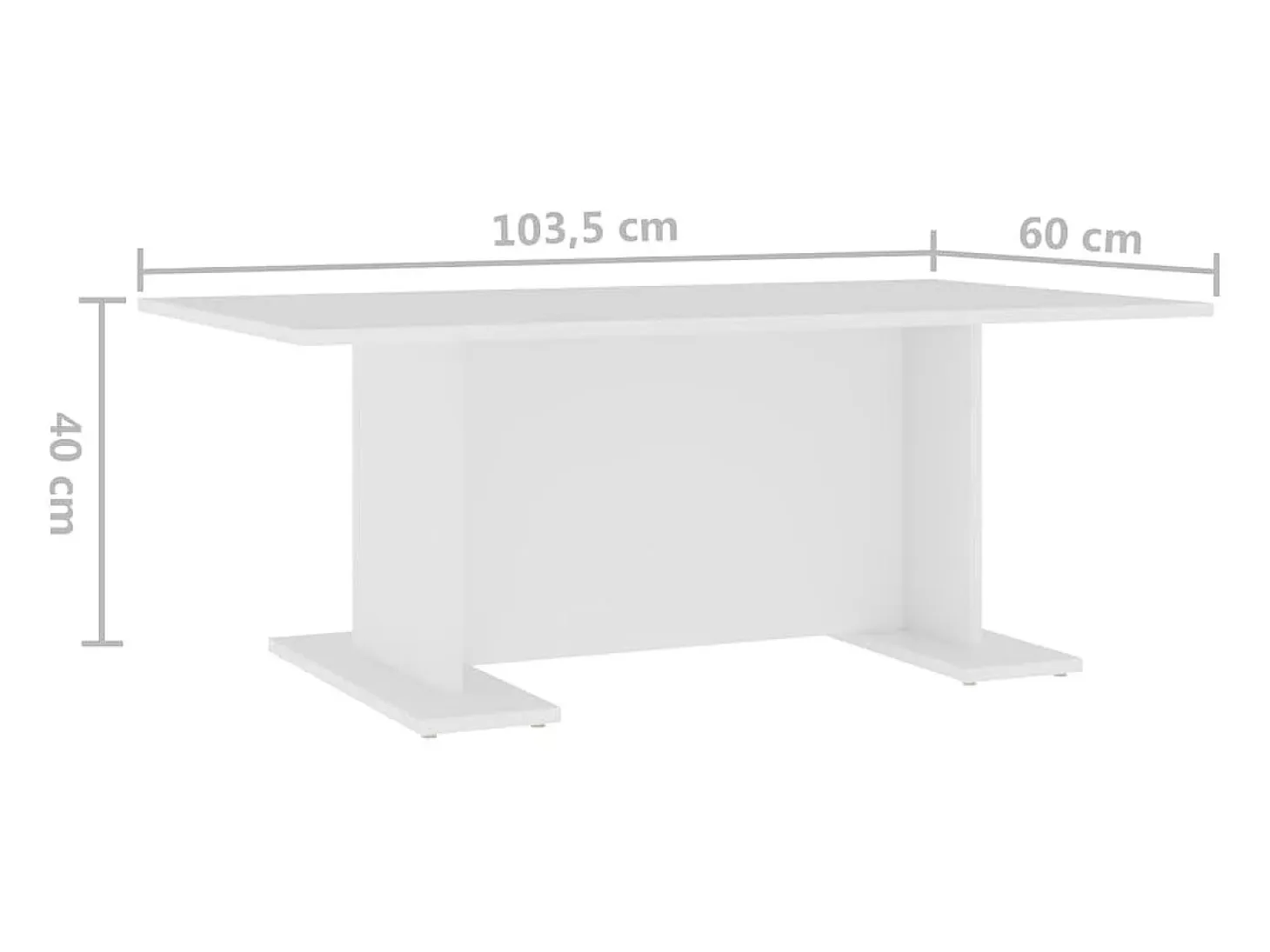 Mesa de centro de madera contrachapada blanco 103,5x60x40 cm