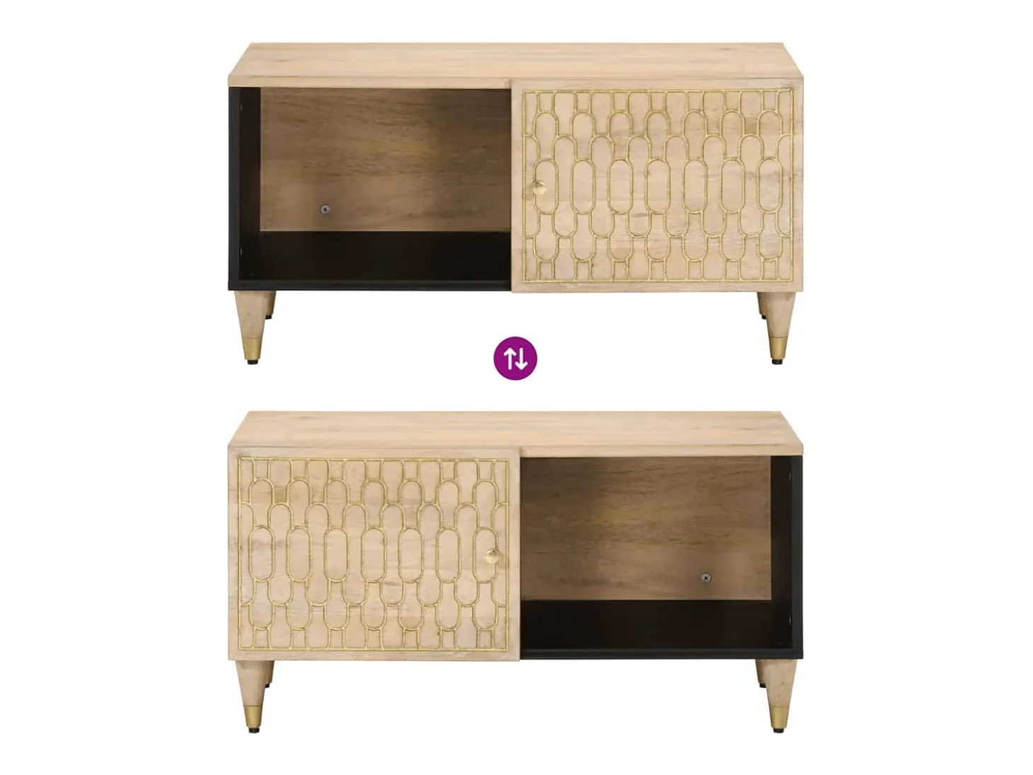 Mesa de centro de madera maciza de mango 80x50x40 cm