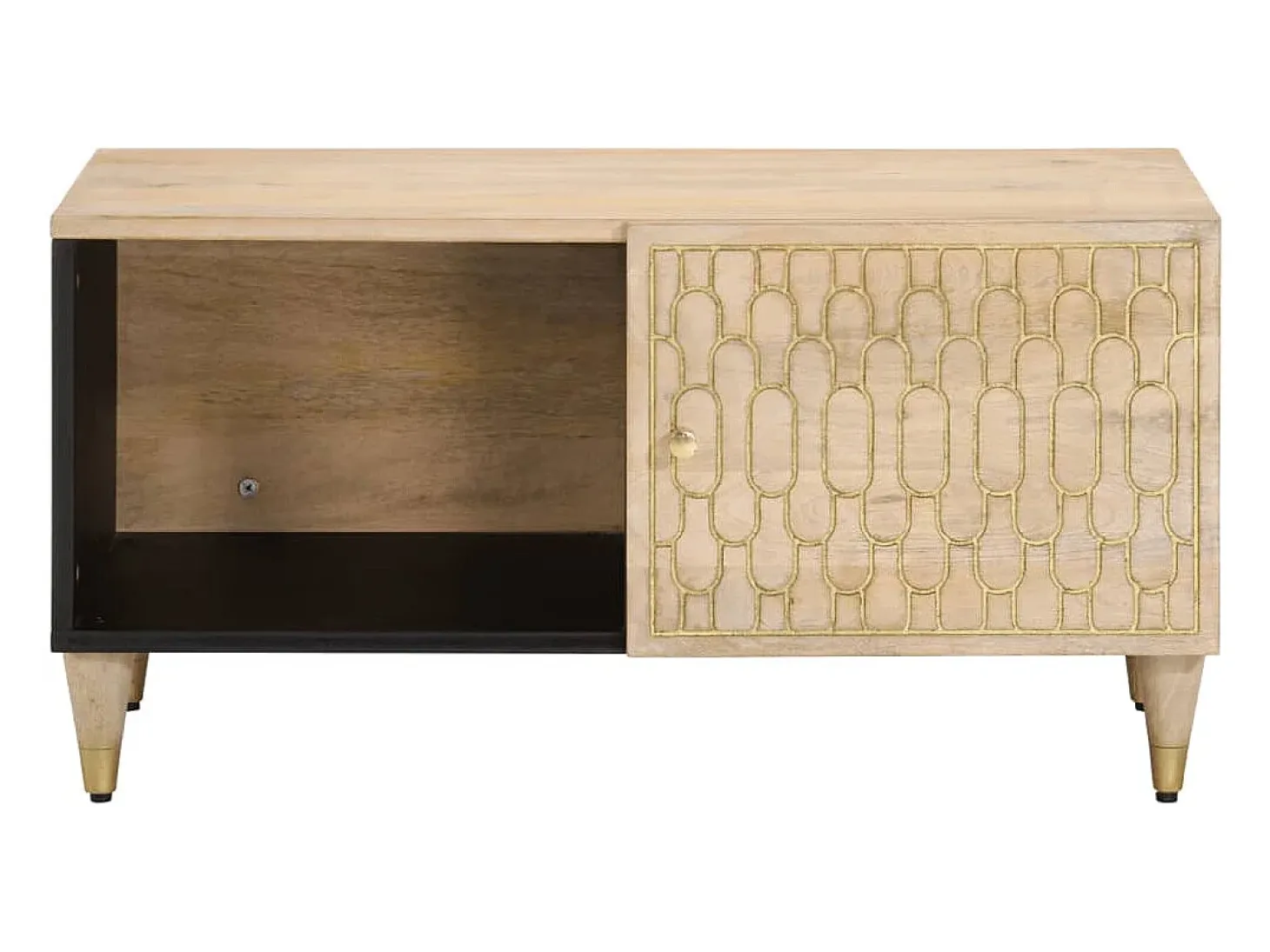 Mesa de centro de madera maciza de mango 80x50x40 cm