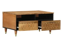 Mesa de centro de madera maciza mango 80x54x40 cm