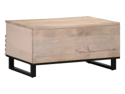 Mesa de centro de madera maciza de mango 80x55x40 cm