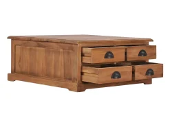 Mesa de centro de madera de teca maciza 68x68x30 cm