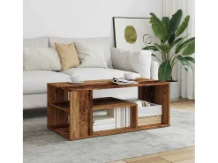 Mesa de centro de madera contrachapada envejecida 100x50x40 cm