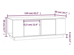 Mesa de centro de madera maciza de pino negro 110x50x40 cm