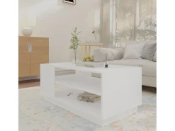 Mesa de centro de madera de ingeniería blanca 102x55x43 cm