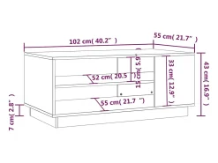Mesa de centro de madera de ingeniería blanca 102x55x43 cm