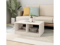 Mesa de centro de madera maciza de pino blanco 75x50x33,5 cm