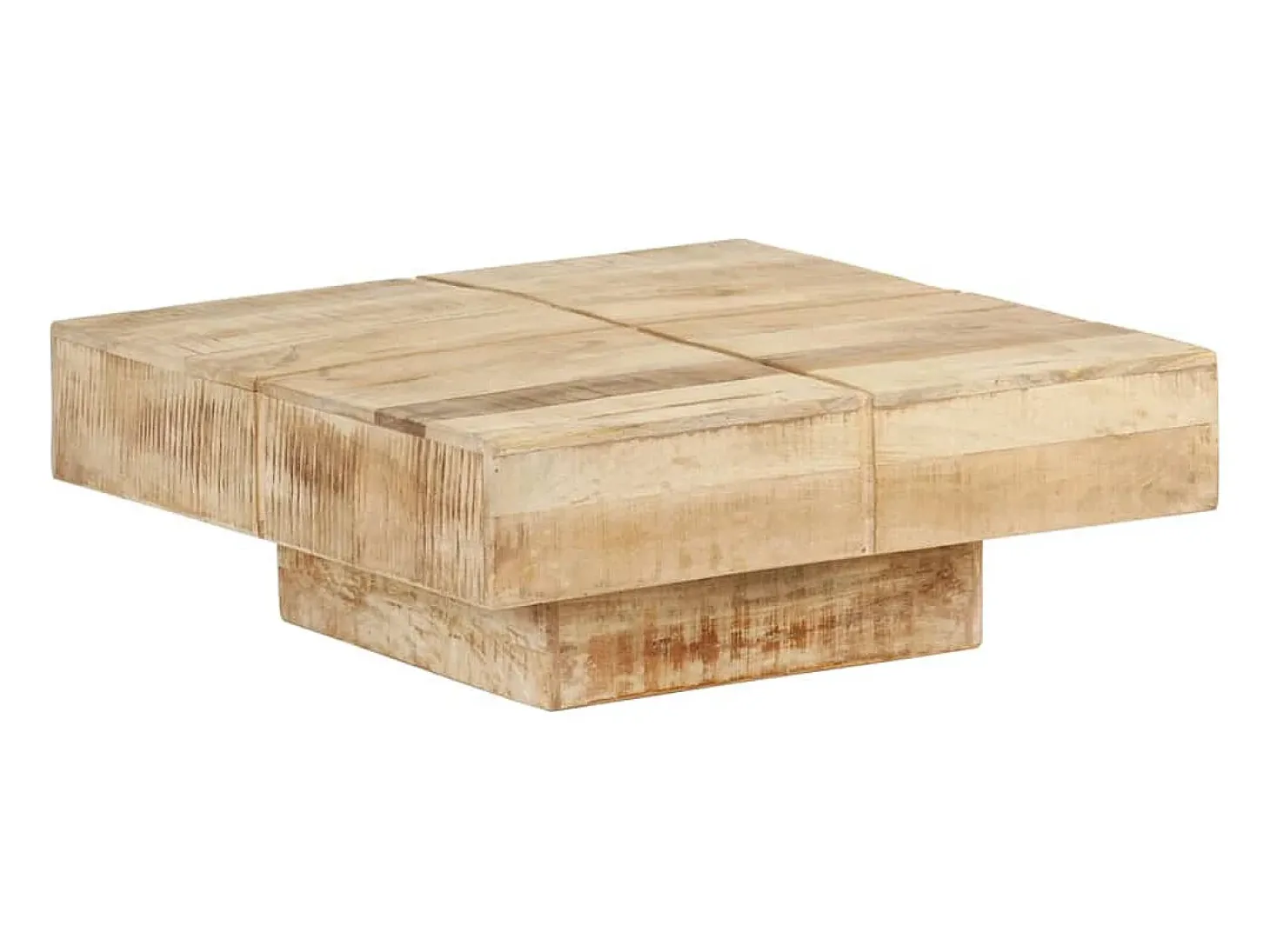 Mesa de centro de madera maciza de mango 80x80x28 cm