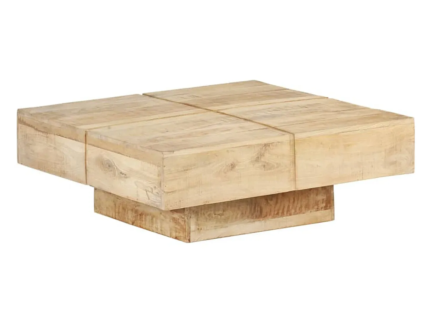 Mesa de centro de madera maciza de mango 80x80x28 cm