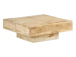 Mesa de centro de madera maciza de mango 80x80x28 cm