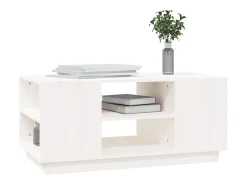 Mesa de centro de madera maciza de pino blanco 90x49x40,5 cm