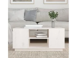 Mesa de centro de madera maciza de pino blanco 90x49x40,5 cm