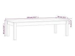 Mesa de centro de madera maciza de pino 110x50x30 cm