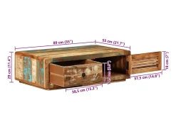 Mesa de centro de madera maciza reciclada 89x55x29 cm