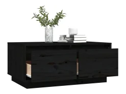 Mesa de centro de madera maciza de pino negro 80x50x35 cm