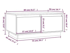 Mesa de centro de madera maciza de pino negro 80x50x35 cm