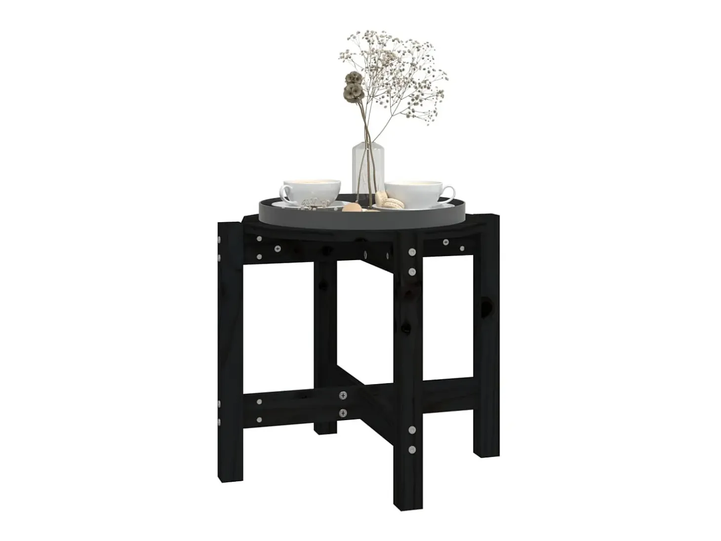 Mesa de centro de madera maciza de pino negro Ø52,5x45 cm ES59615